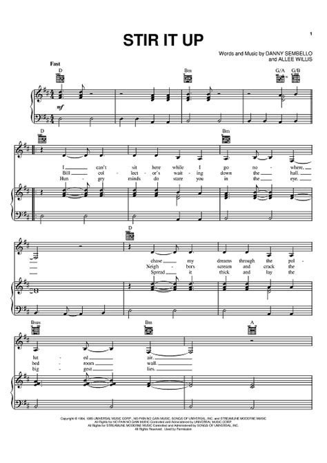 Stir It Up" Sheet Music by Patti LaBelle for Piano/Vocal/Chords - Sheet ...