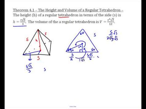 Height And Volume Of A Regular Tetrahedron Youtube