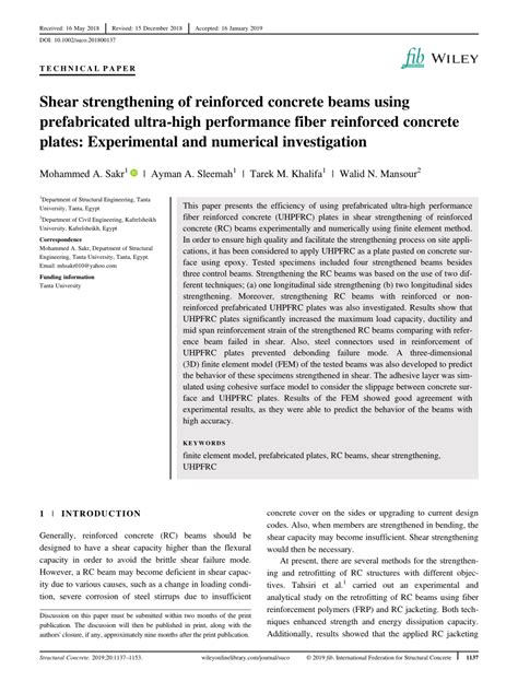 Pdf Shear Strengthening Of Reinforced Concrete Beams Using