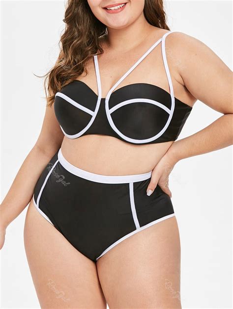 High Waist Plus Size Underwire Bikini Set 32 OFF Rosegal