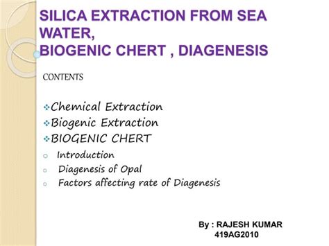 Silica extraction from sea water | PPT