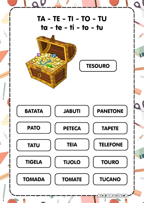 Familia Silabica Ta Te Ti To Tu - Família silábica Letra T - Ta Te Ti To Tu - Atividades prontas para ...