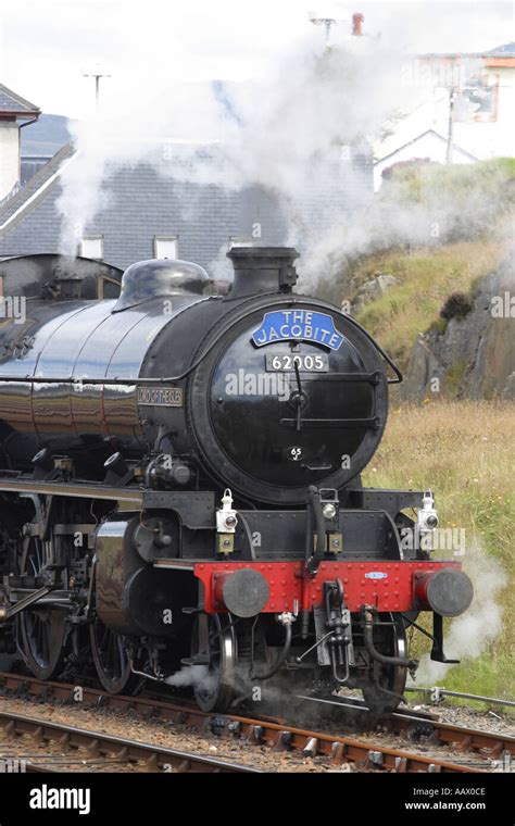 The Jacobite Steam train steaming in Mallaig station Scotland travels ...