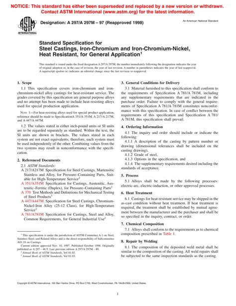 ASTM A297 A297M 97 1998 Standard Specification For Steel Castings