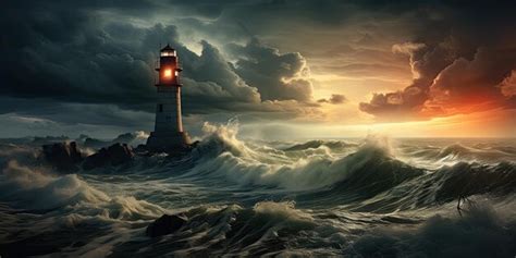 Premium AI Image | a lighthouse in the ocean