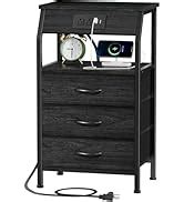 Amazon Furnulem Tall Night Stand With Charging Station And Led