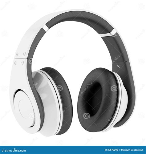 Auriculares Inalámbricos Blancos Y Negros Aislados En Blanco Stock De