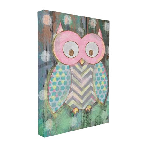 Stupell Industries The Kids Room Distressed Woodland Owl Canvas Wall ...