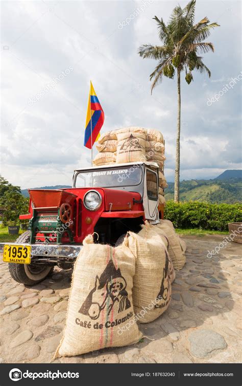 Red Willys Jeep In The Village Salento Colombia Stock Editorial Photo