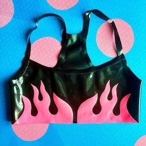 Neon Flame Bra KNICKERS NOT INCLUDED Crossover Sports Crop Top Bikini Etsy