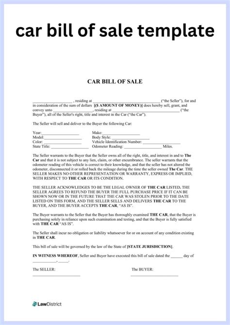 Sample Printable Vehicle Bill Of Sale Template Forms Template 2024