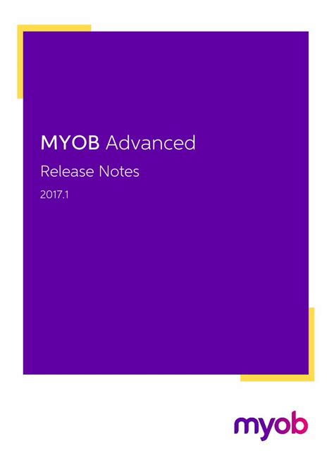 Pdf Myob Advanced Release Notes Enprise Business