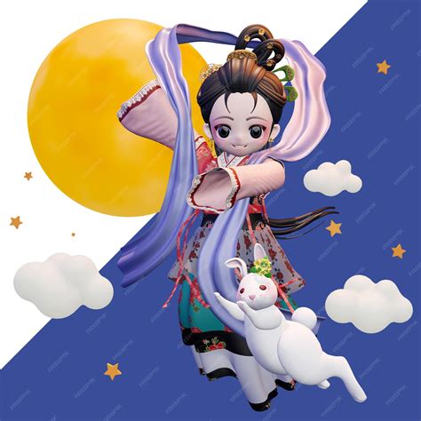 Premium PSD | 3d rendering of the traditional midautumn festival story