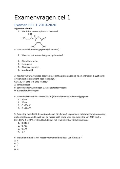 Examen Winter 2019 Vragen En Antwoorden Examenvragen Cel 1 Examen