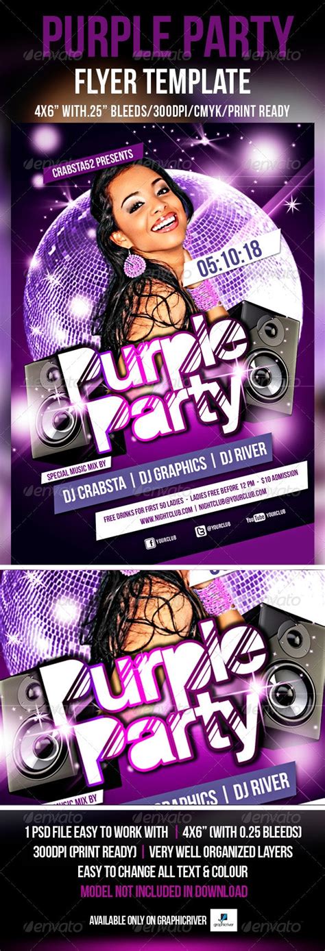 Purple Party Flyer Template Print Templates Graphicriver