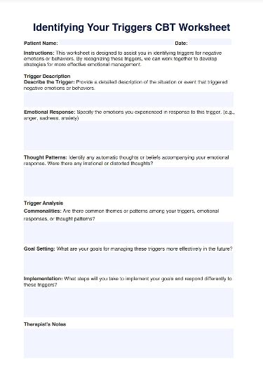 Identifying Your Triggers Cbt Worksheet Free Pdf Template Artofit