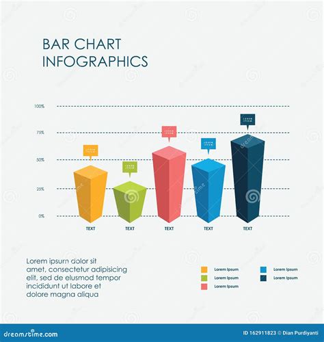 Bar Chart Infographics Elements 3d Vector Flat Design Sign Icon Full