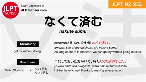 Gramática Jlpt N2 なくて済む Nakute Sumu Significado