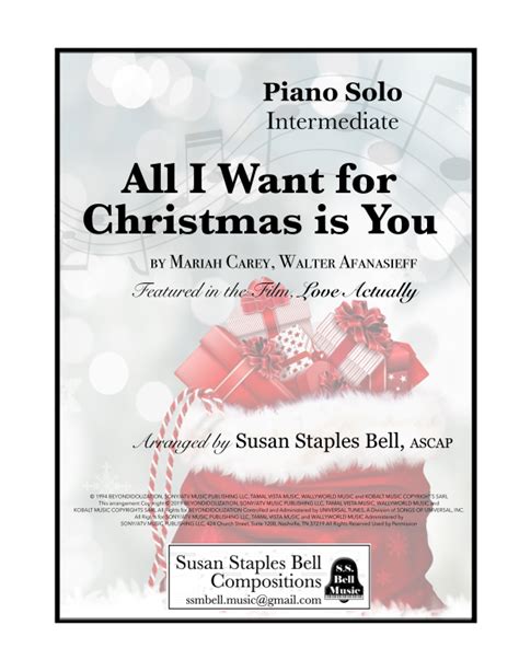 All I Want For Christmas Is You Arr Susan Staples Bell By Justin