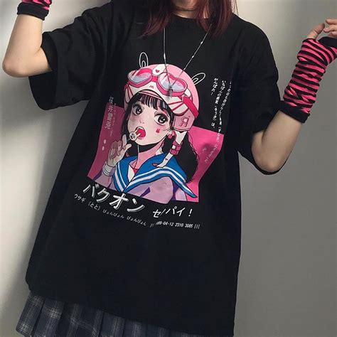 Cheap Anime Girl Oversized T Shirt Harajuku Streetwear Tee Unisex Y2k