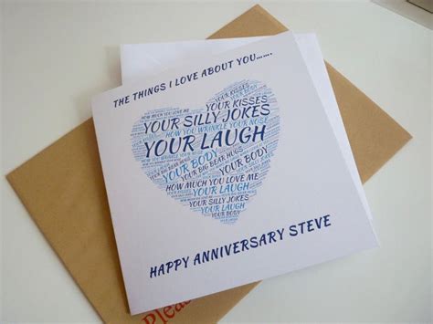 Personalised Things I Love About You Anniversary Card Etsy UK