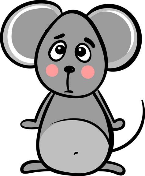 Sad Grey Mouse Illustration Vector On A White Background 13637287