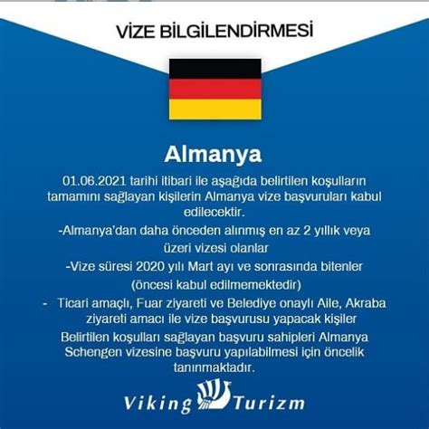 Almanya Schengen Vizesi vermeye Başlıyor Viking Turizm