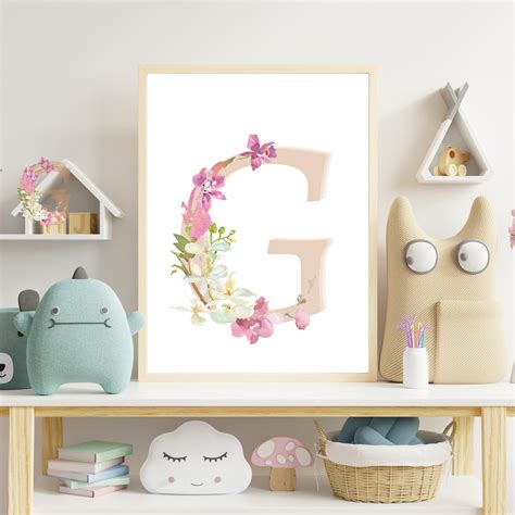 Monogram Letter G Wall Art Printable For Nursery Monogram Etsy