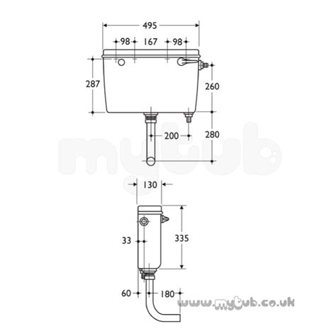 Armitage Shanks Regal Slim Line S374001 6l Side Supply Int Ovf Cistern Wh Armitage Shanks