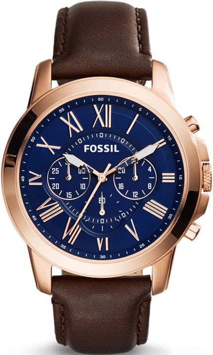 Men S Fossil Grant Chronograph Leather Strap Watch Fs