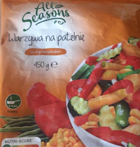 Warzywa na patelnię w stylu hiszpańskim All Seasons kalorie kJ i