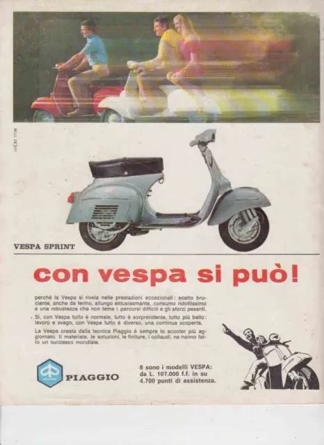 ADVERTISING PUBBLICITÀ MOTO PIAGGIO VESPA SPRINT 1967 SCOOTER EPOCA EUR