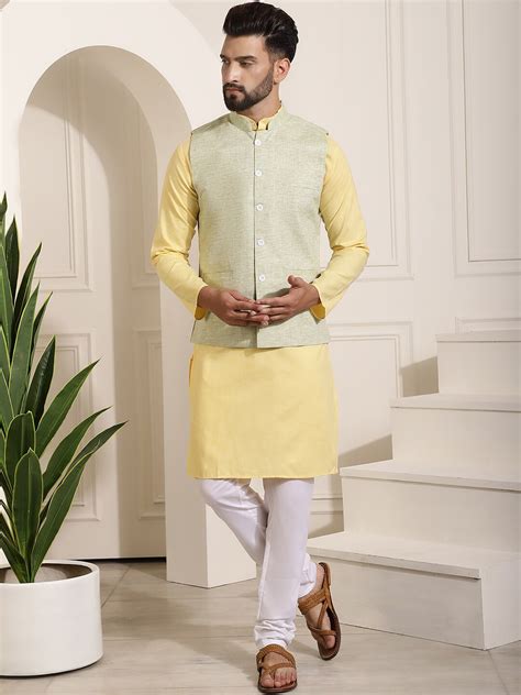 buy sojanya band collar long sleeve kurta set  nehru jacket kurta
