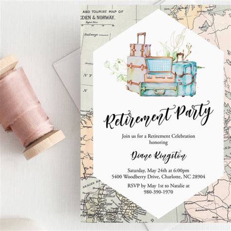 Editable Retirement Party Invitation 5x7 Travel Theme Map Etsy