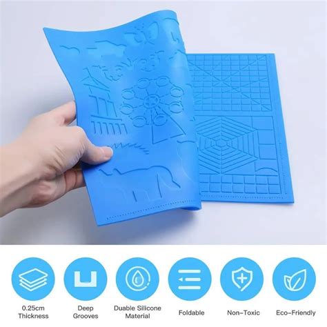 Flexible 3d Pen Mat Accessories Heat Resistant Accessories 3d Pen Stencils Durable Silicone Pad