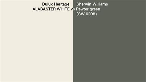 Dulux Heritage Alabaster White Vs Sherwin Williams Pewter Green Sw 6208 Side By Side Comparison