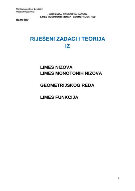 Pdf Rije Eni Zadaci I Teorija Iz Pdf Filenastavna Cjelina