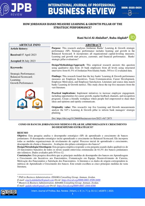 PDF How Jordanian Banks Measure Learning Growth Pillar Of The