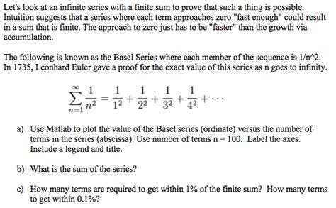 Solved: Let's Look At An Infinite Series With A Finite Sum... | Chegg.com