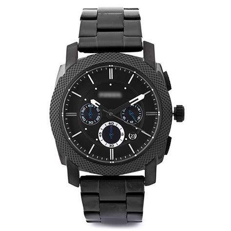 Original Fossil Men S Machine Black Chronograph Ion Pleated Watch