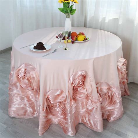 Buy Blush Rose Gold Large Rosette Round Lamour Satin Tablecloth