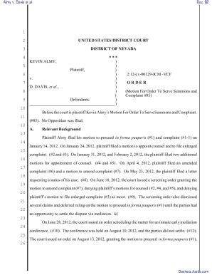 Fillable Online Order Granting Motion For Order To Serve Summons And