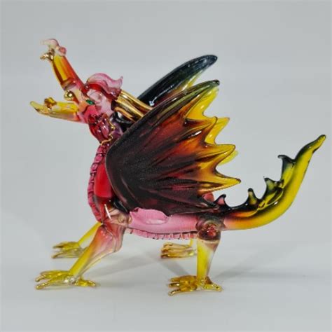 Blown Glass Dragon Figurine - red black - Gifts N Crystals