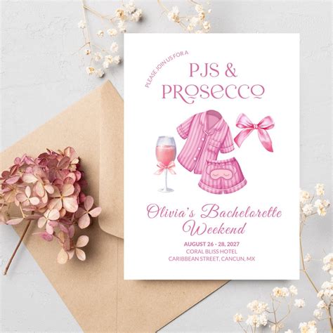 Pjs And Prosecco Bridal Shower Invitation Pjs And Prosecco