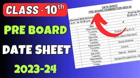 Class 10 Pre Board Date Sheet 2023 24 Cbse Date Sheet Released 2024