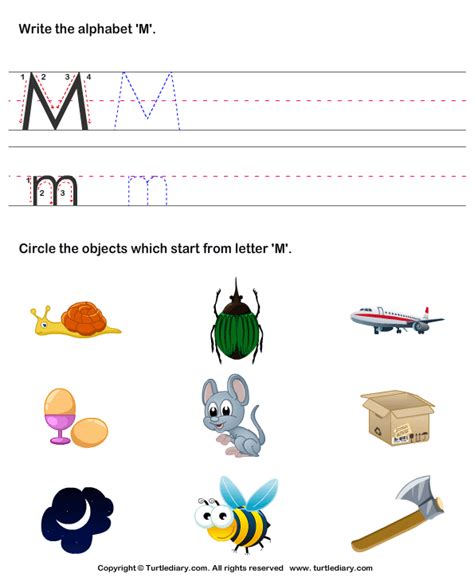 Identify Words That Start With M Worksheet Turtle Diary