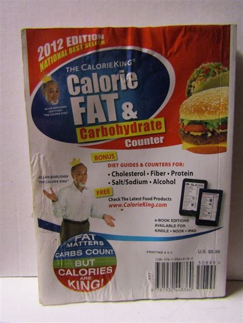 2012 Calorie Fat And Carbohydrate Counter The Calorie King