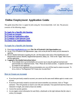 Fillable Online Online Employment Application Guide BCivicPlusb Fax