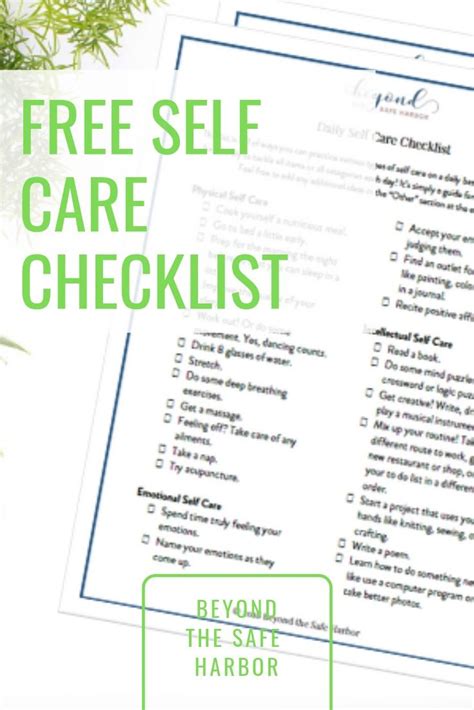 Printable Daily Self Care Checklist