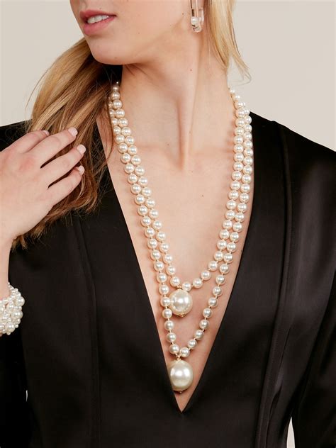 Double Pearl Long Necklace Zenzii Wholesale Jewelry